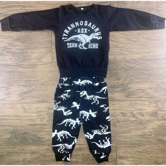 Amazon Other - Toddler Boys 2 Piece Dinosaur Skeleton T-Rex Long Sleeve & Pant Matching Set 100